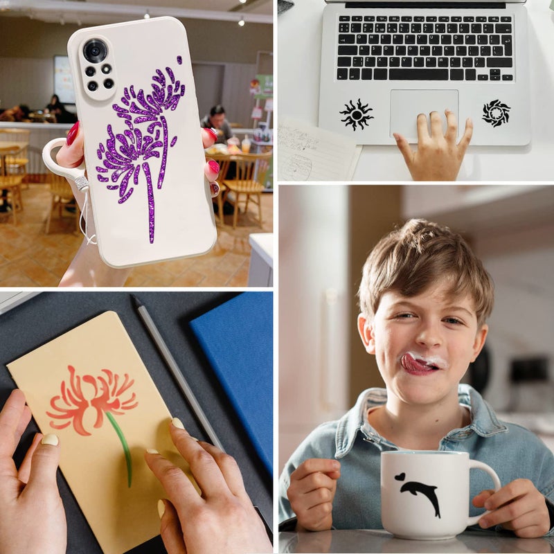 Aresvns 550+ PCS Temporary Tattoo Stencils with Body Painting Pen,24 Sheets Henna Tattoo Templates Reusable,Glitter Airbrush Tattoo Stencils,Body Art Template - Image 5